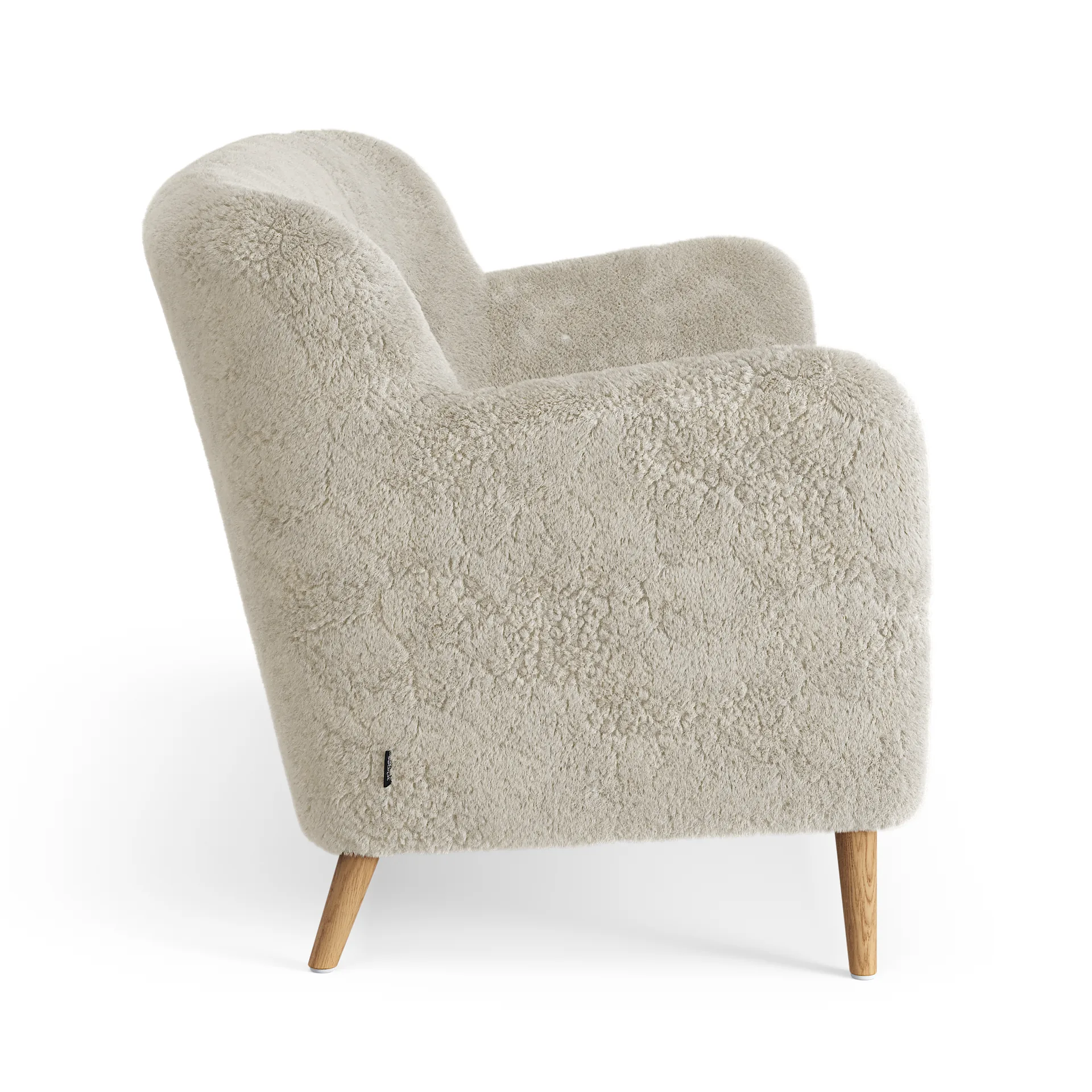 Sofá Nova de 2 plazas piel de oveja, Moonlight-roble aceitado Swedese