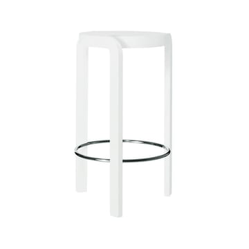 Taburete bar Spin - Fresno esmaltado blanco, anillo base de cromo - Swedese