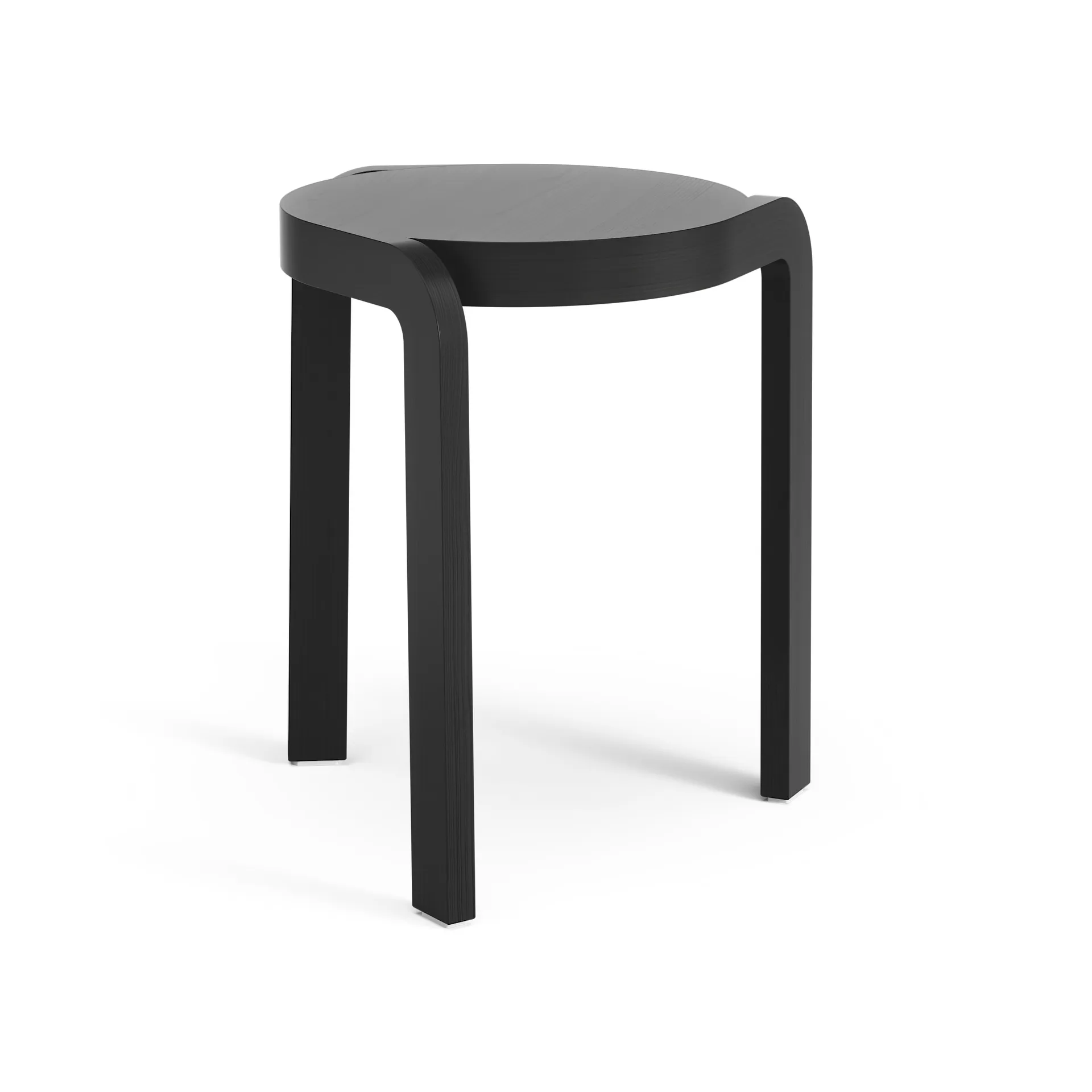 Taburete redondo Spin H44 cm, Fresno vidriado negro, Ø32x44 cm Swedese