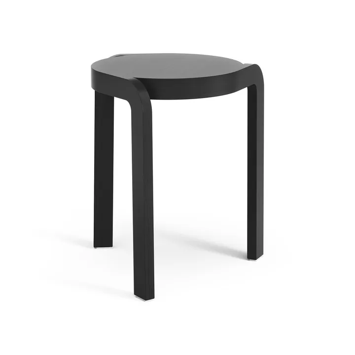 Taburete redondo Spin H44 cm - Fresno vidriado negro, Ø32x44 cm - Swedese