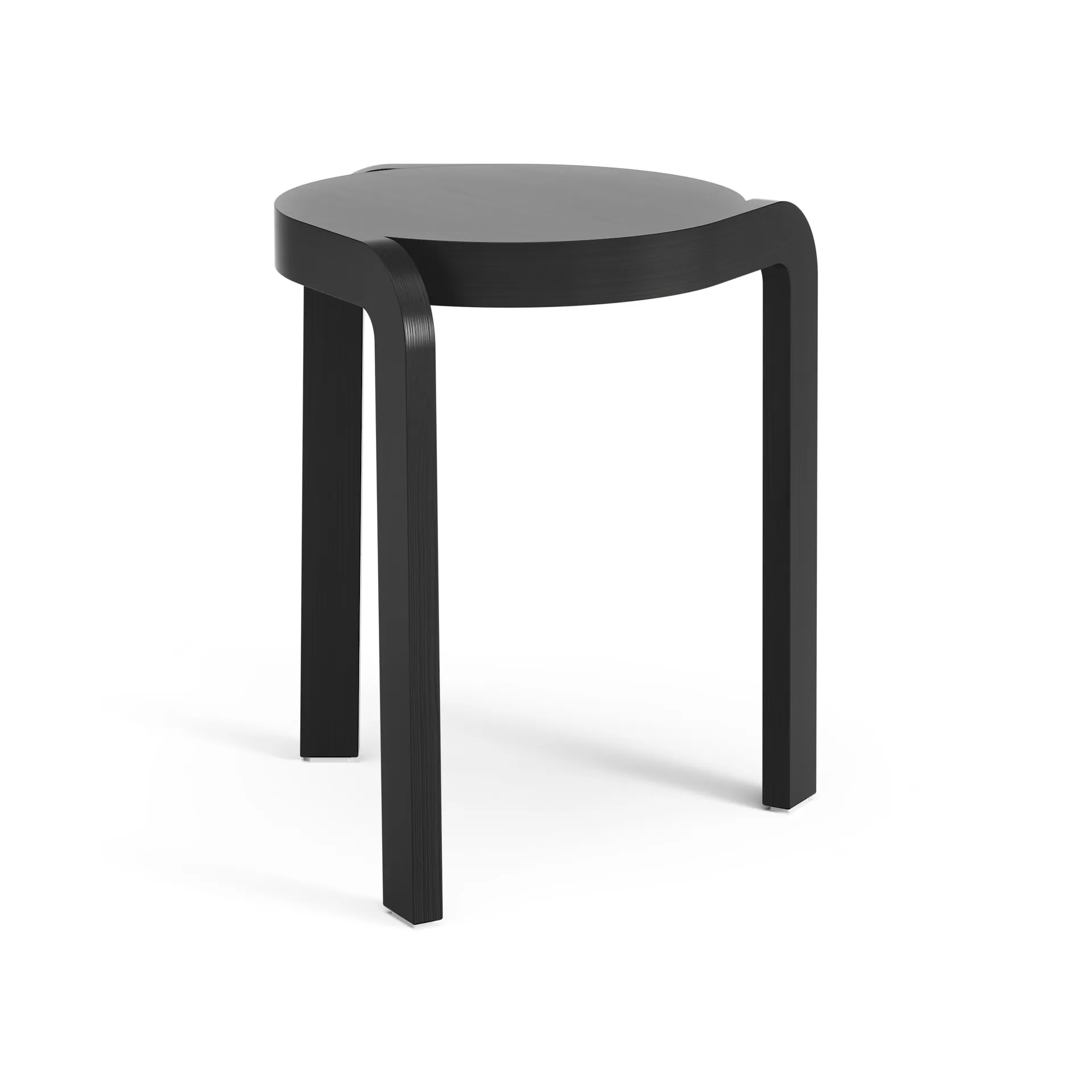 Taburete redondo Spin H44 cm, Fresno vidriado negro, Ø32x44 cm Swedese