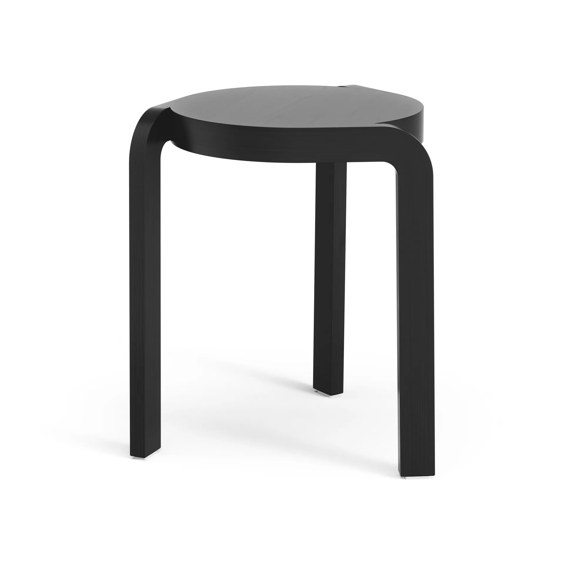 Taburete redondo Spin H44 cm, Fresno vidriado negro, Ø32x44 cm Swedese