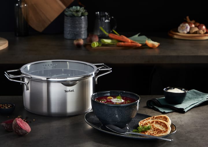 Batería de cocina Nordica 6 piezas, acero inoxidable Tefal