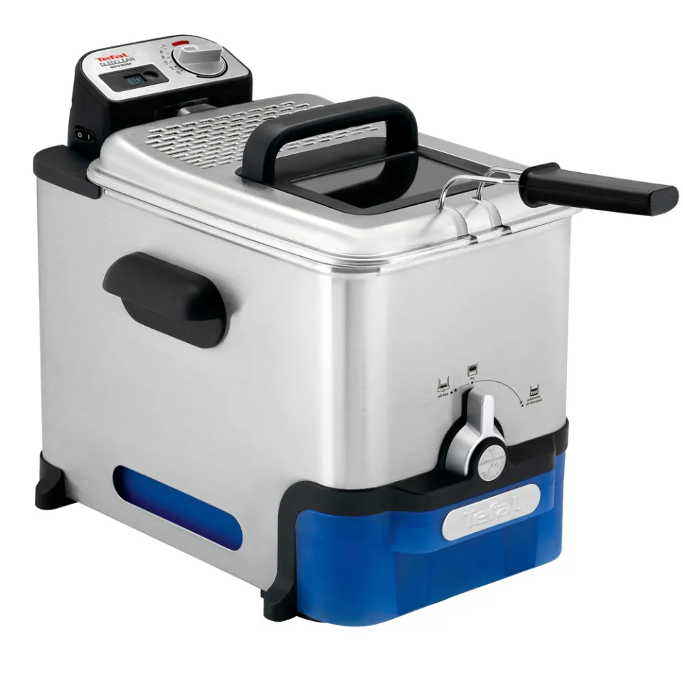 Freidora Oleoclean con temporizador digital, Plateado-azul Tefal