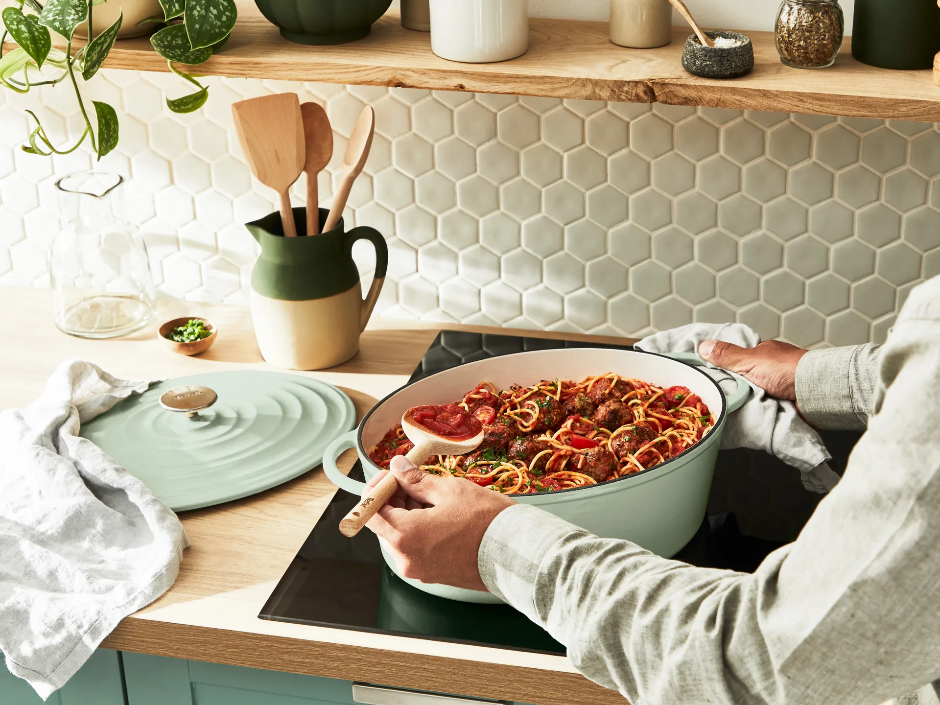 Olla ovalada Tefal LOV 7,2 L, Verde Tefal