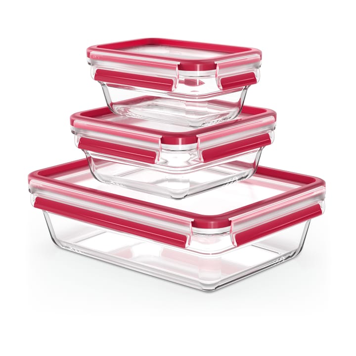 Set de 3 fiambreras de cristal MasterSeal - rojo - Tefal