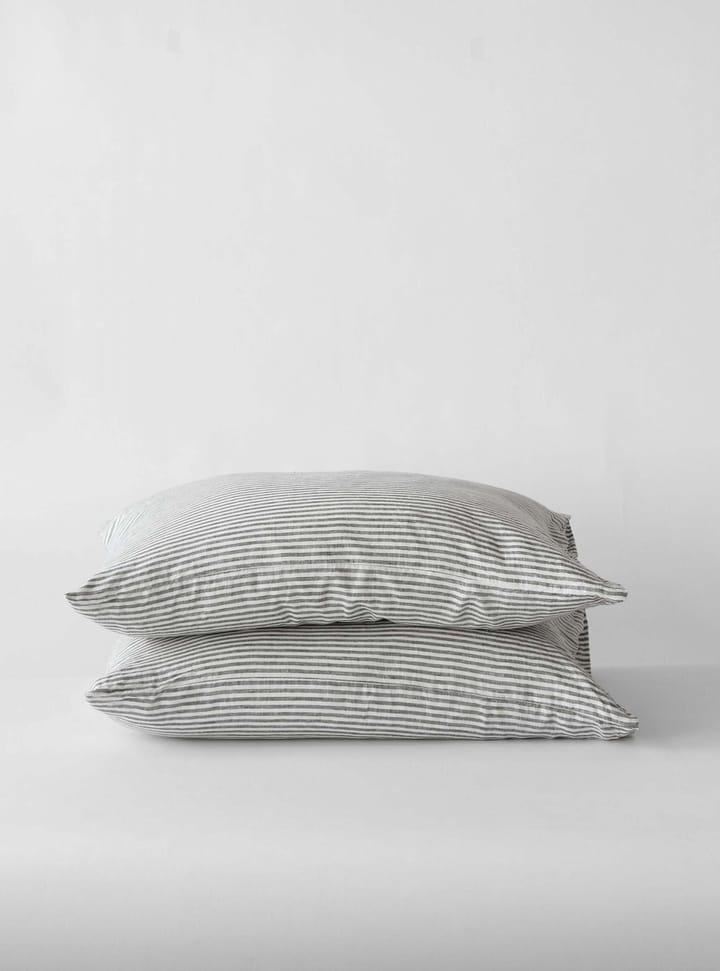2 Fundas de almohada Stonewashed linen 50x70 cm, Grey-white Tell Me More