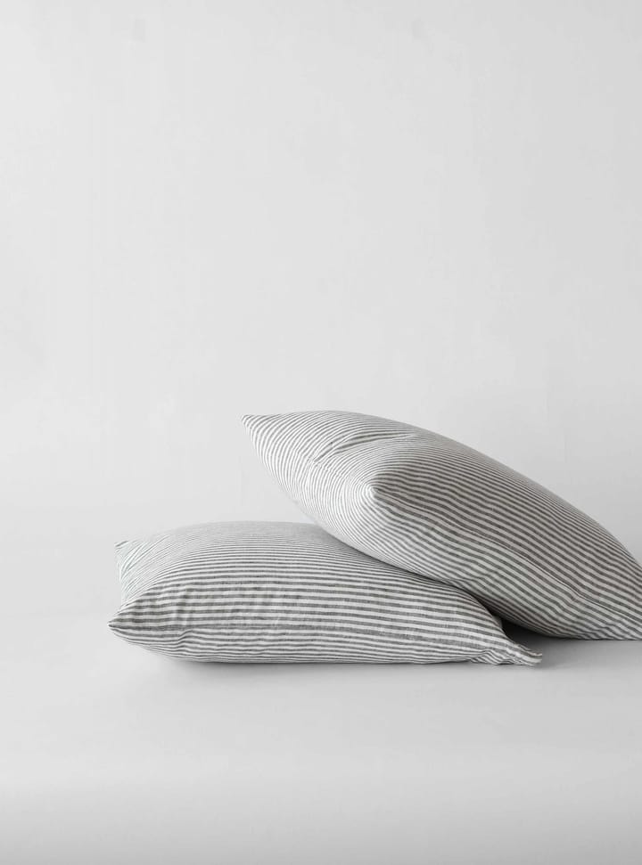 2 Fundas de almohada Stonewashed lino 50x60 cm, Grey-white Tell Me More
