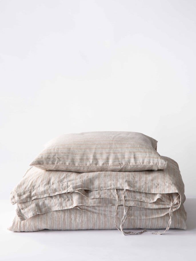 2 Fundas de almohada Stonewashed lino 50x60 cm, Rayas de avellana Tell Me More