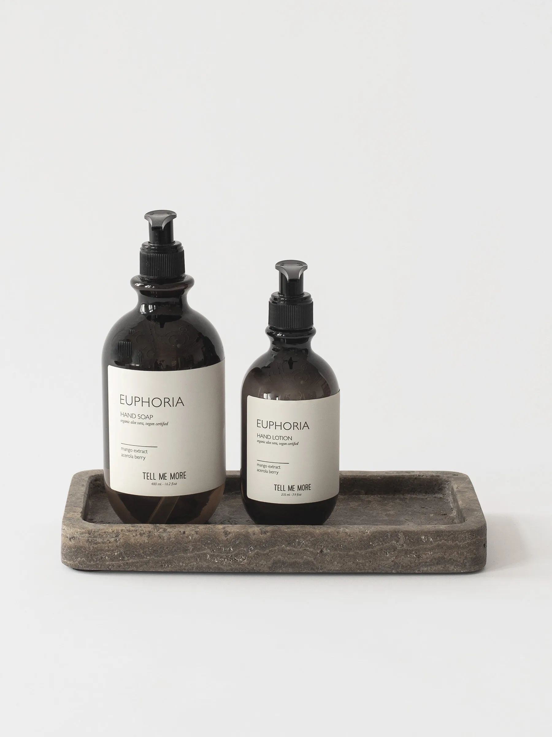 Bandejita decorativa de travertino 13x25 cm, Marrón Tell Me More