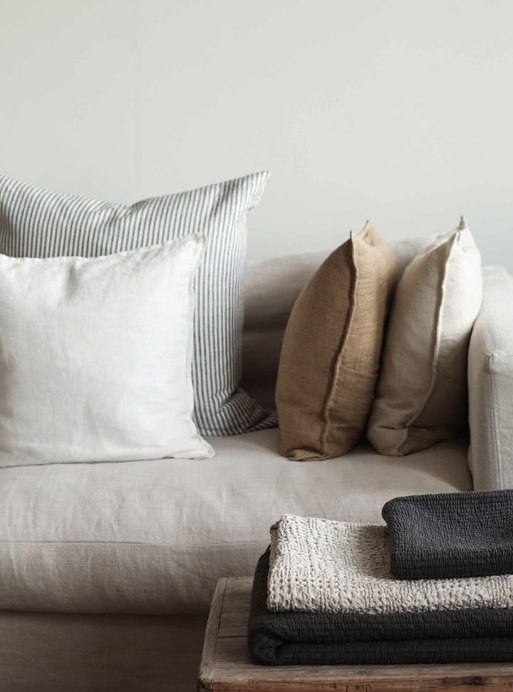 Funda de almohada Stonewashed lino 65x65 cm, Grey-white Tell Me More