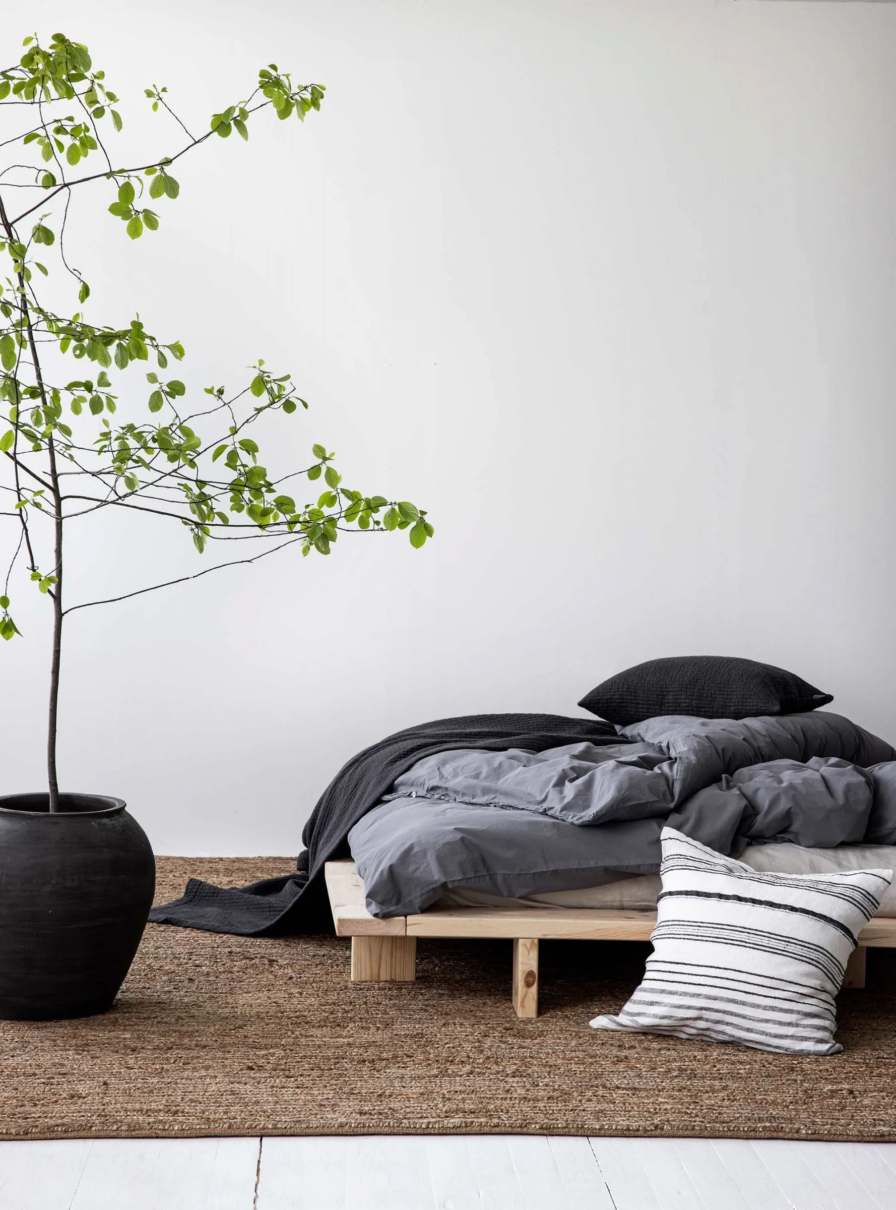 Funda de cojín de lino Noelle 50x50 cm, White/black Tell Me More