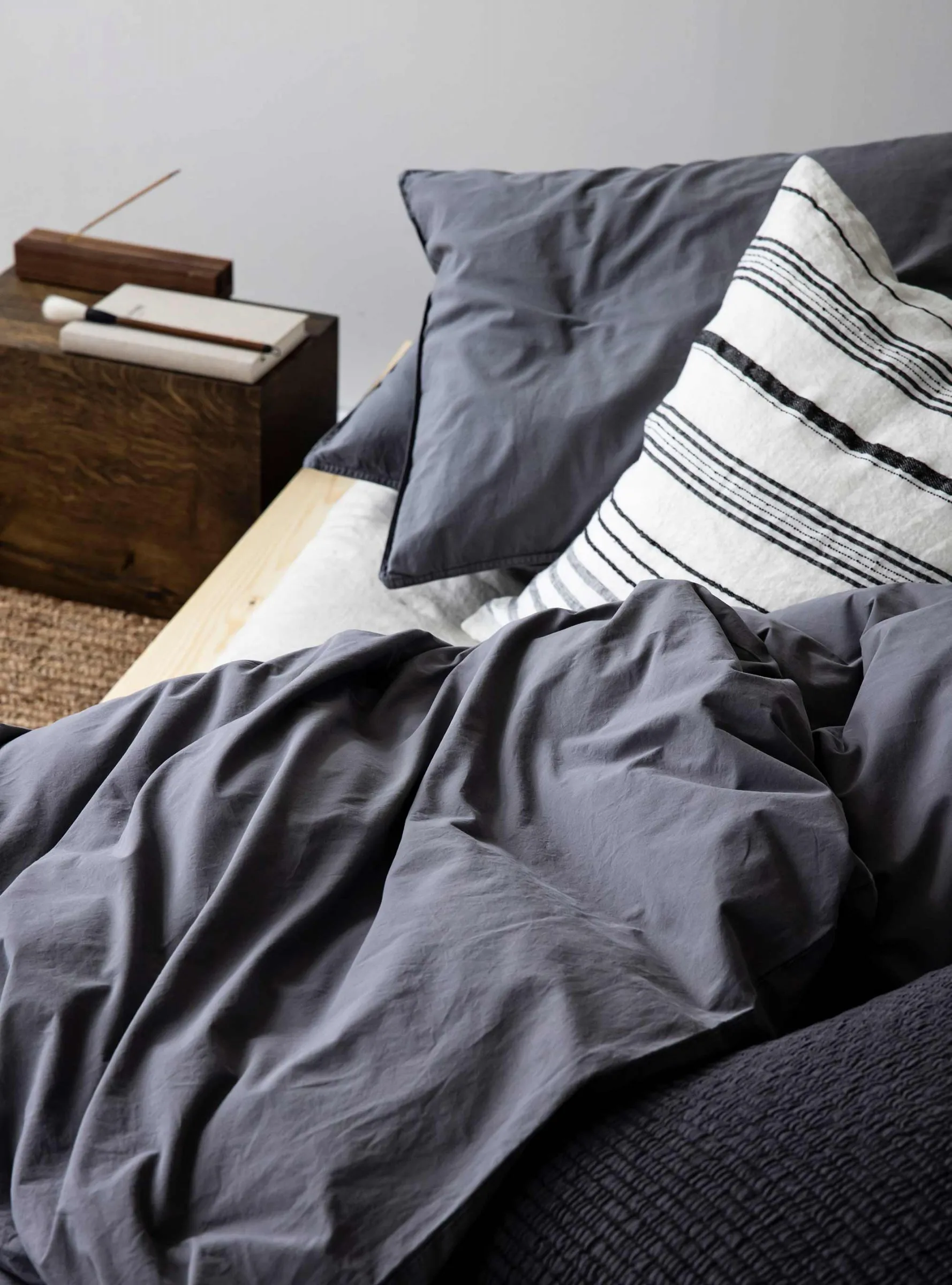 Funda de cojín de lino Noelle 50x50 cm, White/black Tell Me More