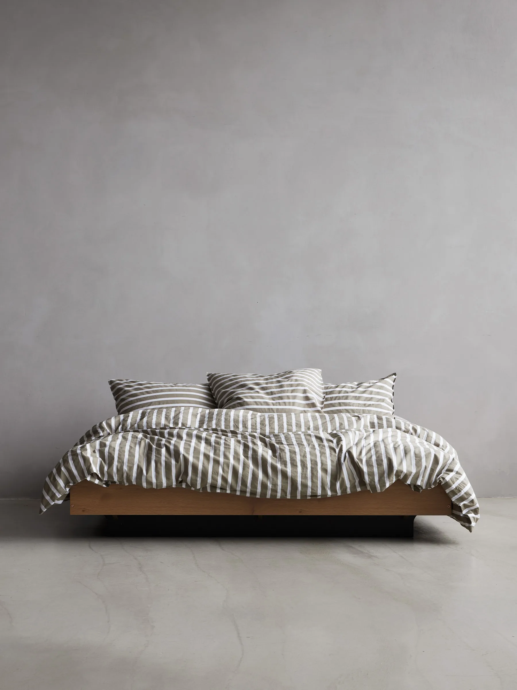 Funda nórdica de algodón a rayas Tell Me More
, Olive, 240x220 cm Tell Me More