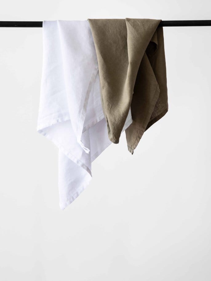 Paño de cocina Tell me more lino 50x70 cm, Blanco decolorado Tell Me More