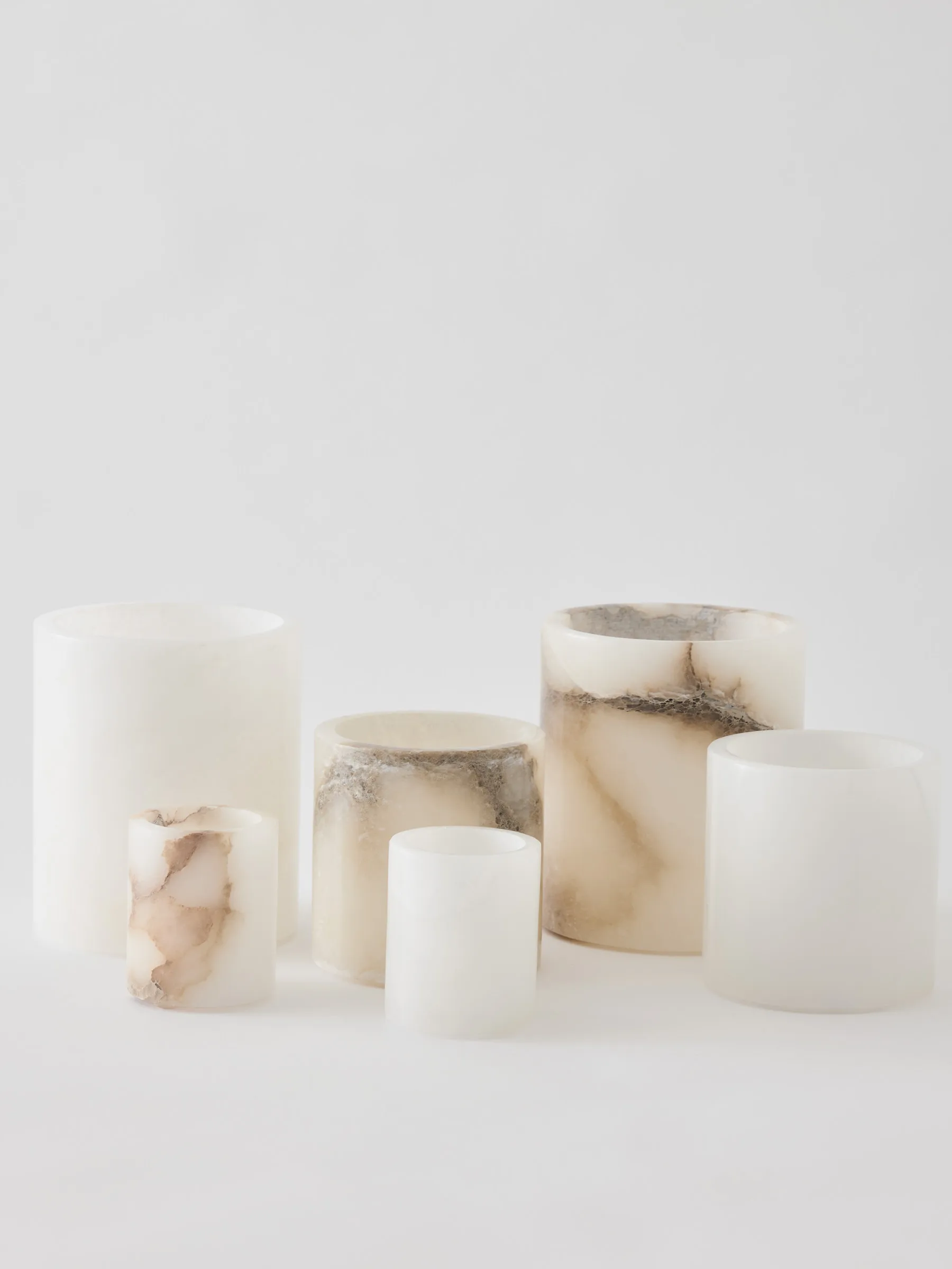 Portavelas Alabaster, Blanco-beige, XS 7,5 cm Tell Me More