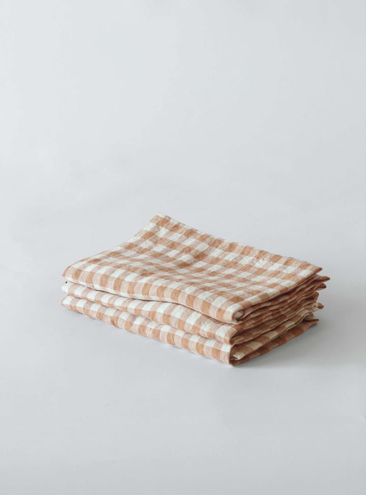 Servilleta de lino a cuadros Gingham 45x45 cm - Biscuit - Tell Me More