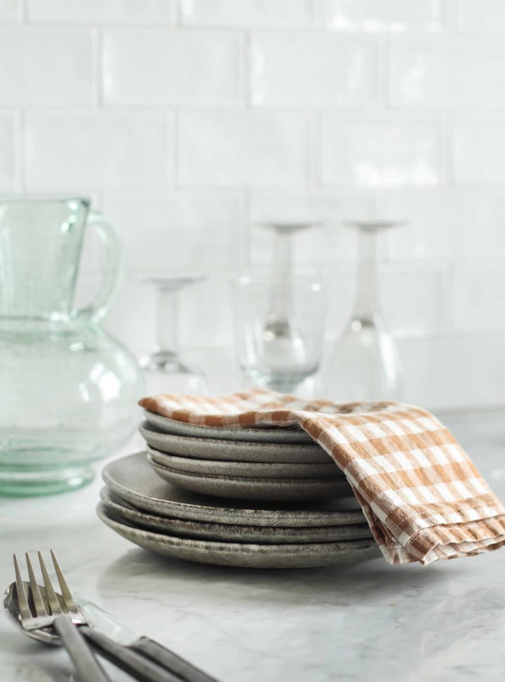 Servilleta de lino a cuadros Gingham 45x45 cm, Biscuit Tell Me More
