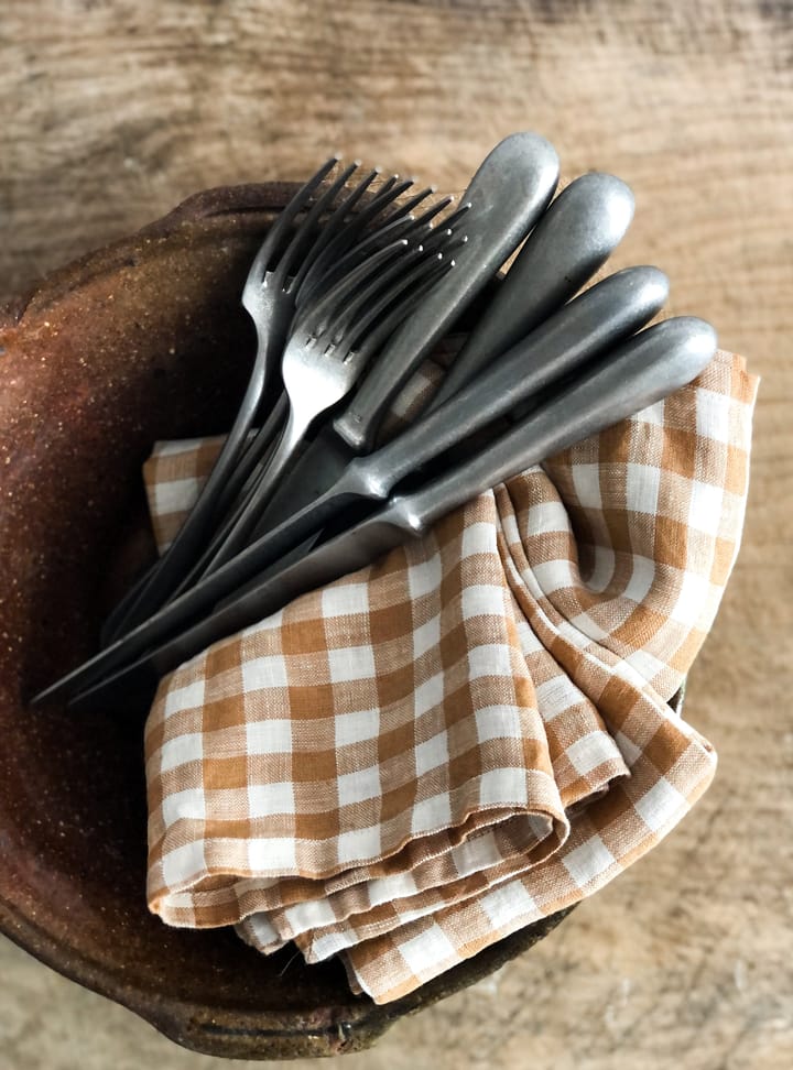 Servilleta de lino a cuadros Gingham 45x45 cm, Biscuit Tell Me More