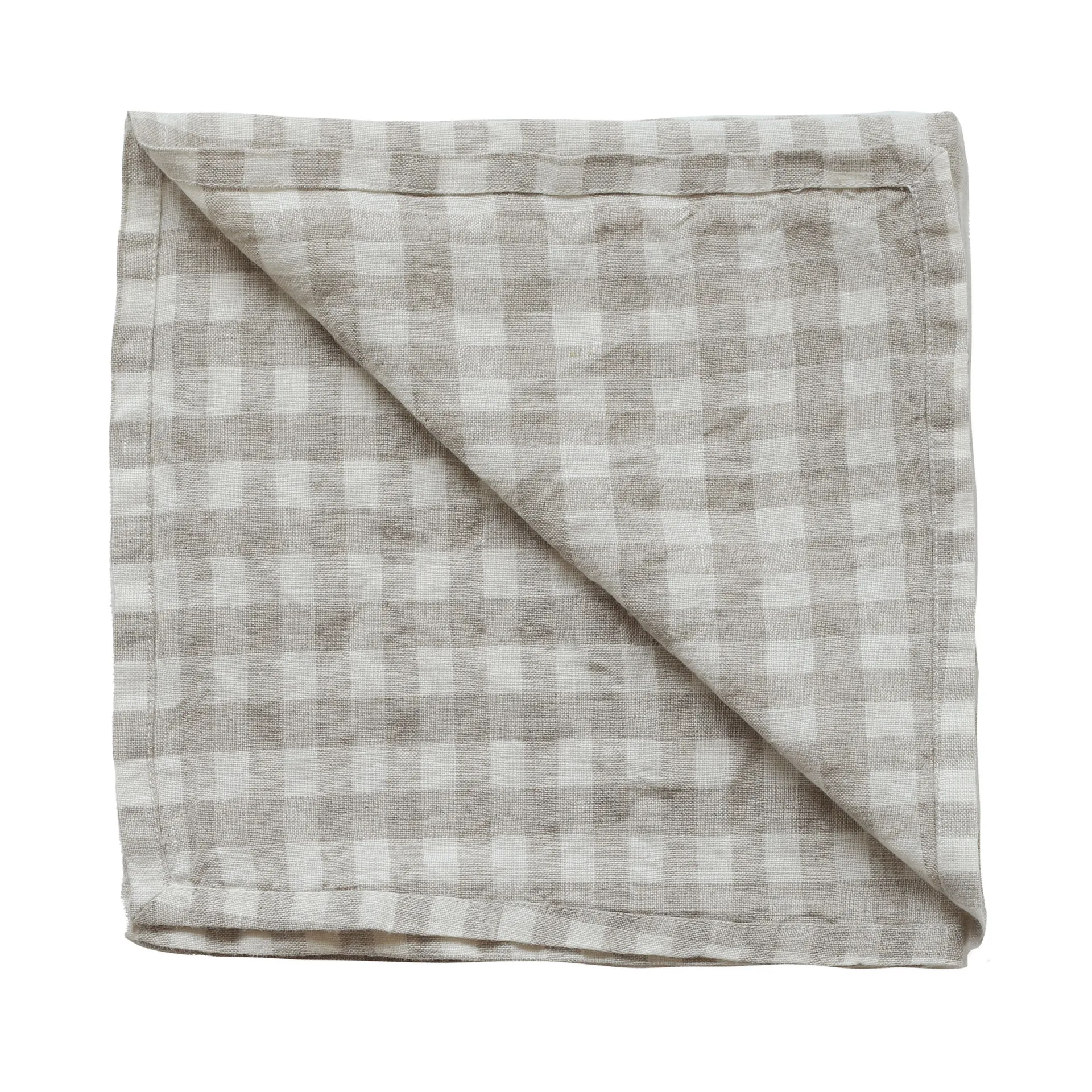 Servilleta de lino a cuadros Gingham 45x45 cm, Natural Tell Me More