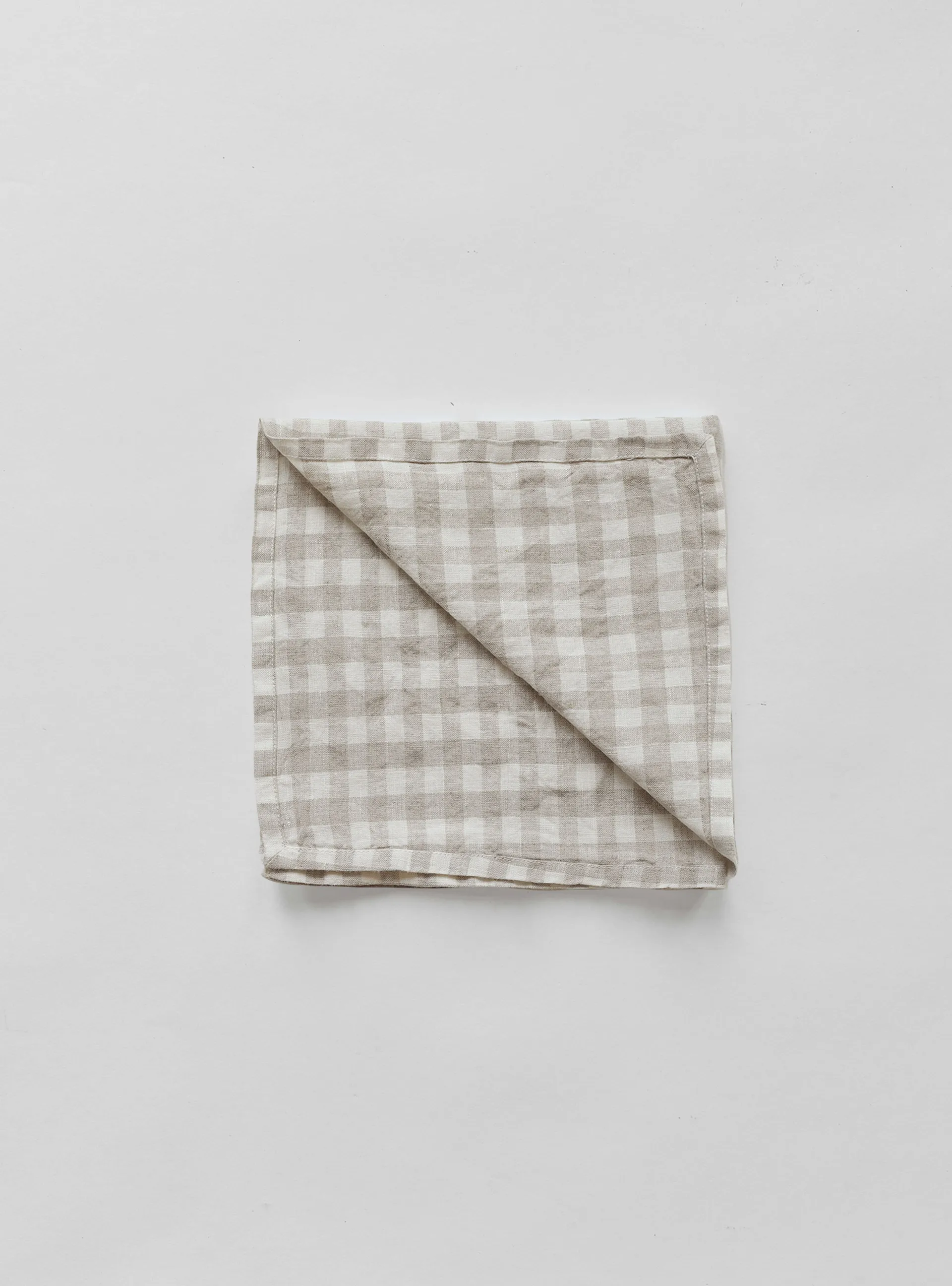 Servilleta de lino a cuadros Gingham 45x45 cm, Natural Tell Me More