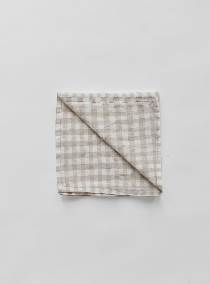 Servilleta de lino a cuadros Gingham 45x45 cm, Natural Tell Me More