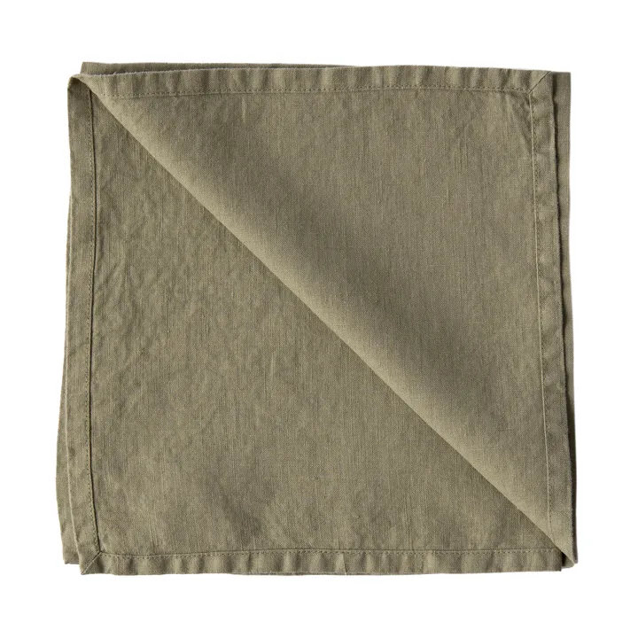Servilleta de tela Washed Linen 45x45 cm - Oliva - Tell Me More