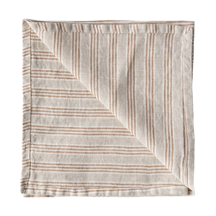 Servilleta de tela Washed Linen 45x45 cm - Rayas de avellana - Tell Me More