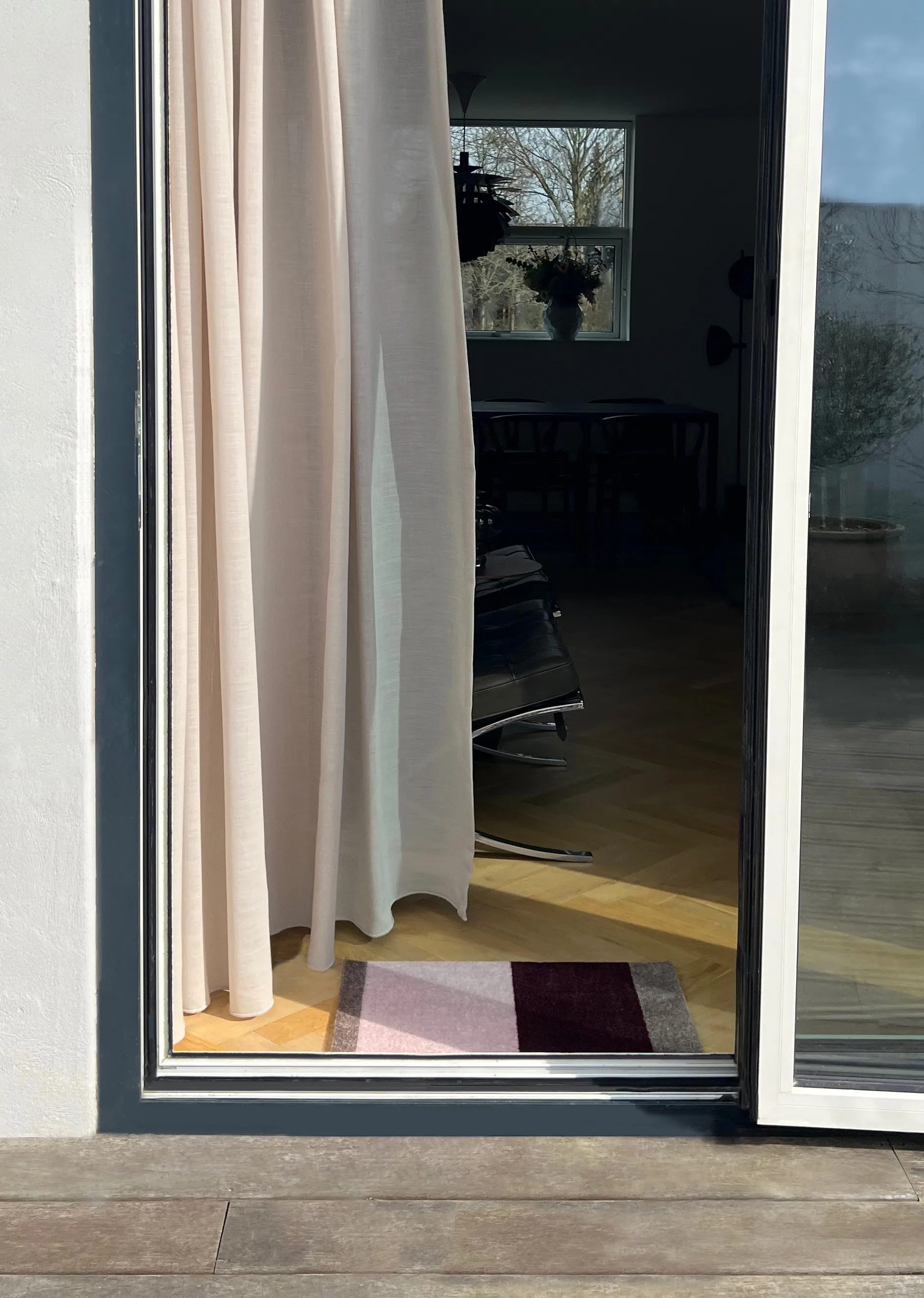 Felpudo Stripes horizontal, Bordeaux-rose-sand, 40x60 cm tica copenhagen