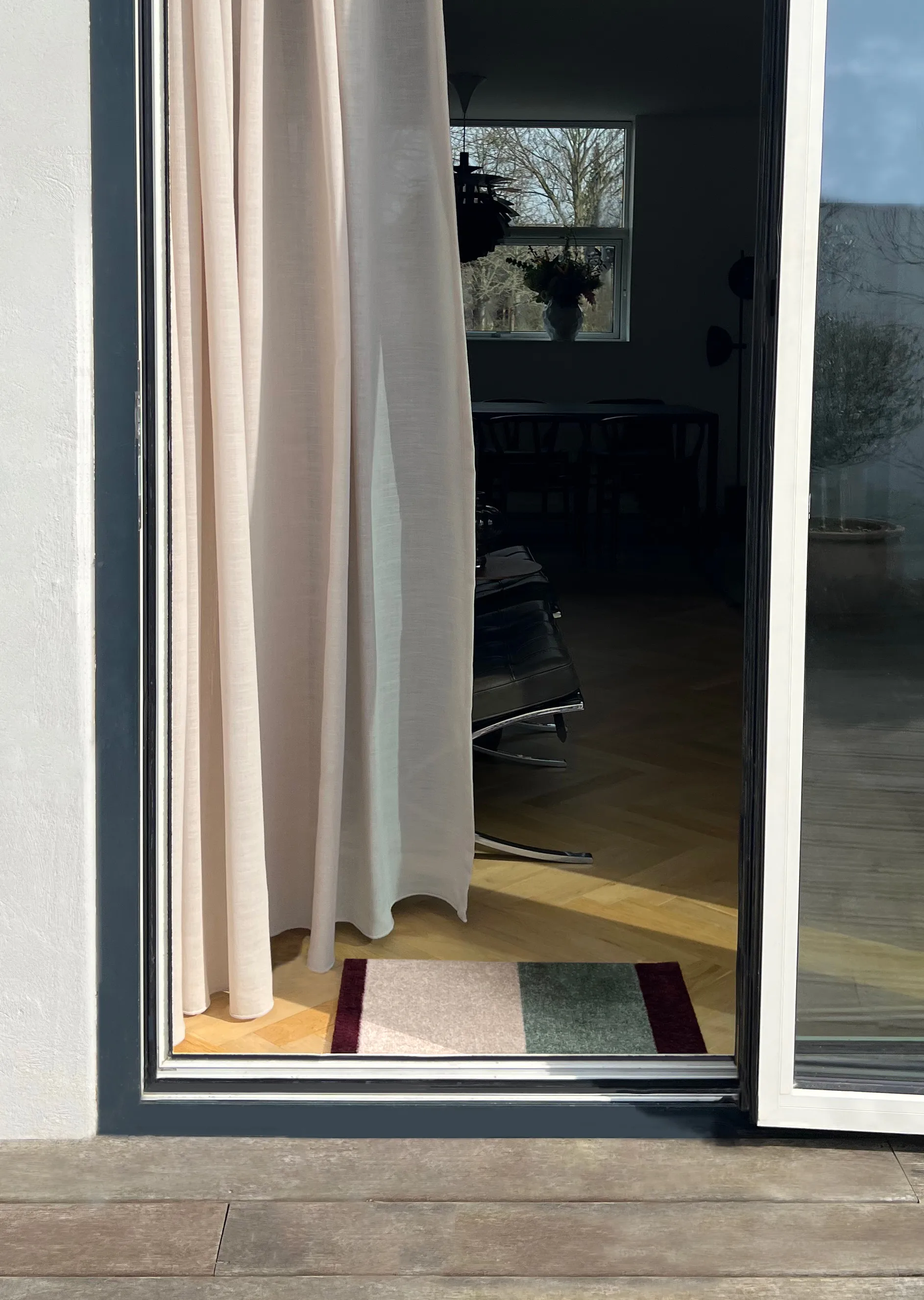 Felpudo Stripes horizontal, Green-ivory-bordeaux, 40x60 cm tica copenhagen