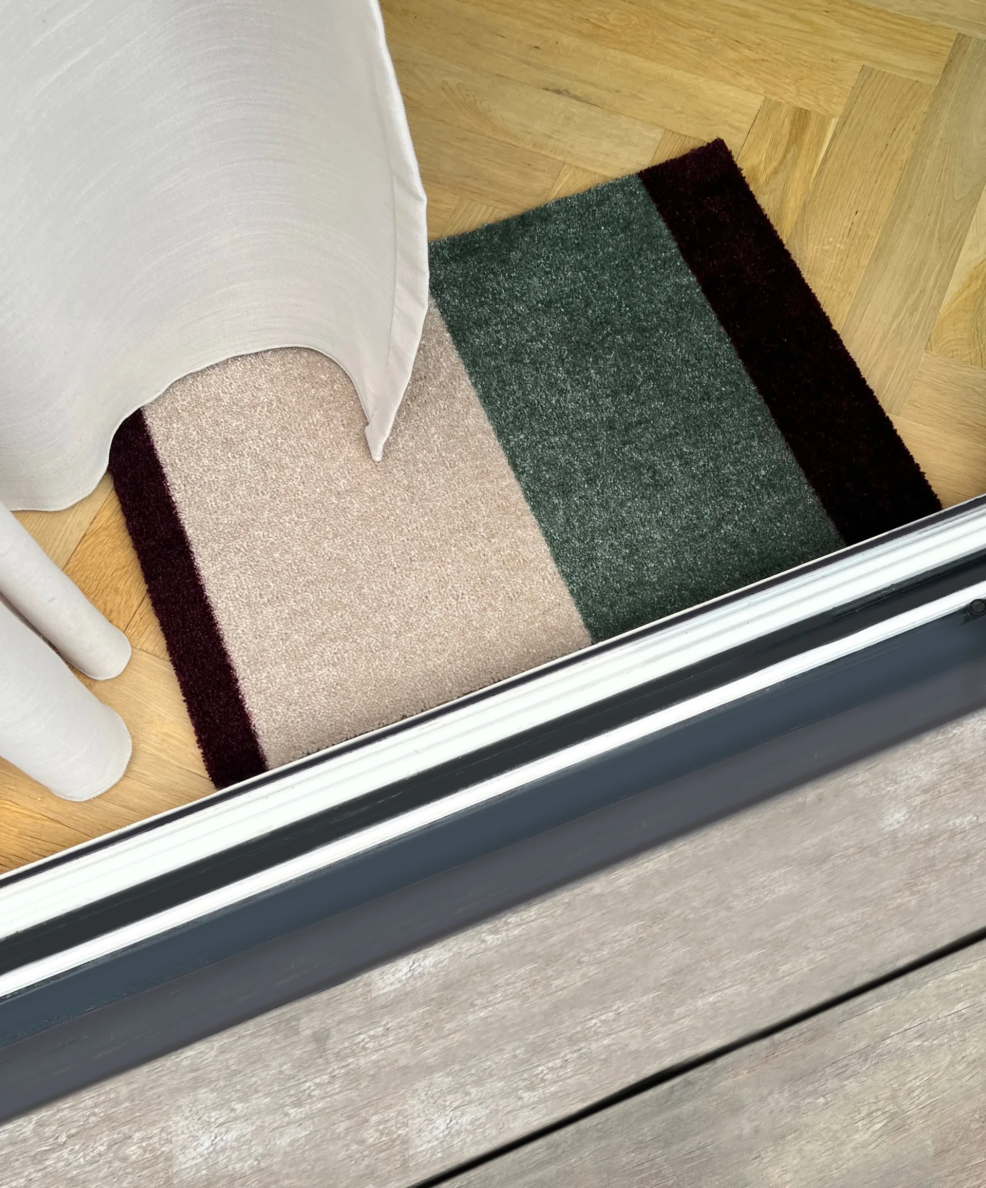 Felpudo Stripes horizontal, Green-ivory-bordeaux, 40x60 cm tica copenhagen