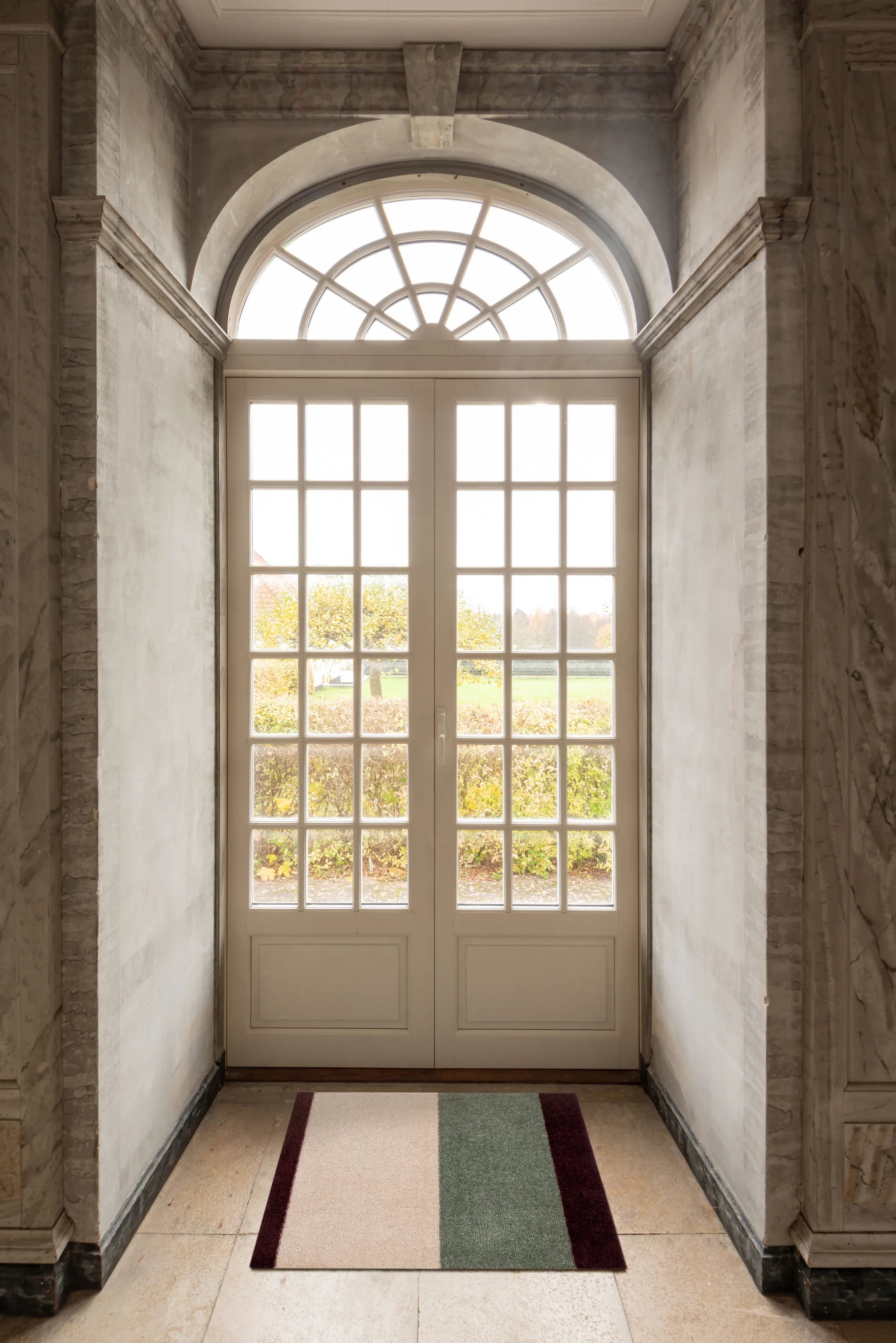 Felpudo Stripes horizontal, Green-ivory-bordeaux, 60x90 cm tica copenhagen