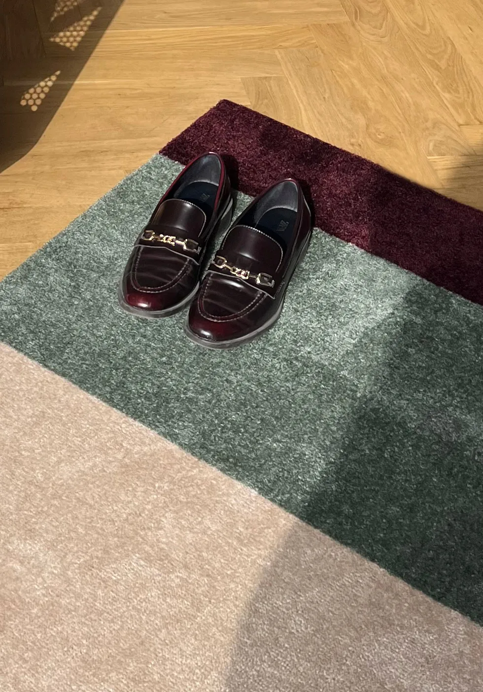 Felpudo Stripes horizontal, Green-ivory-bordeaux, 60x90 cm tica copenhagen