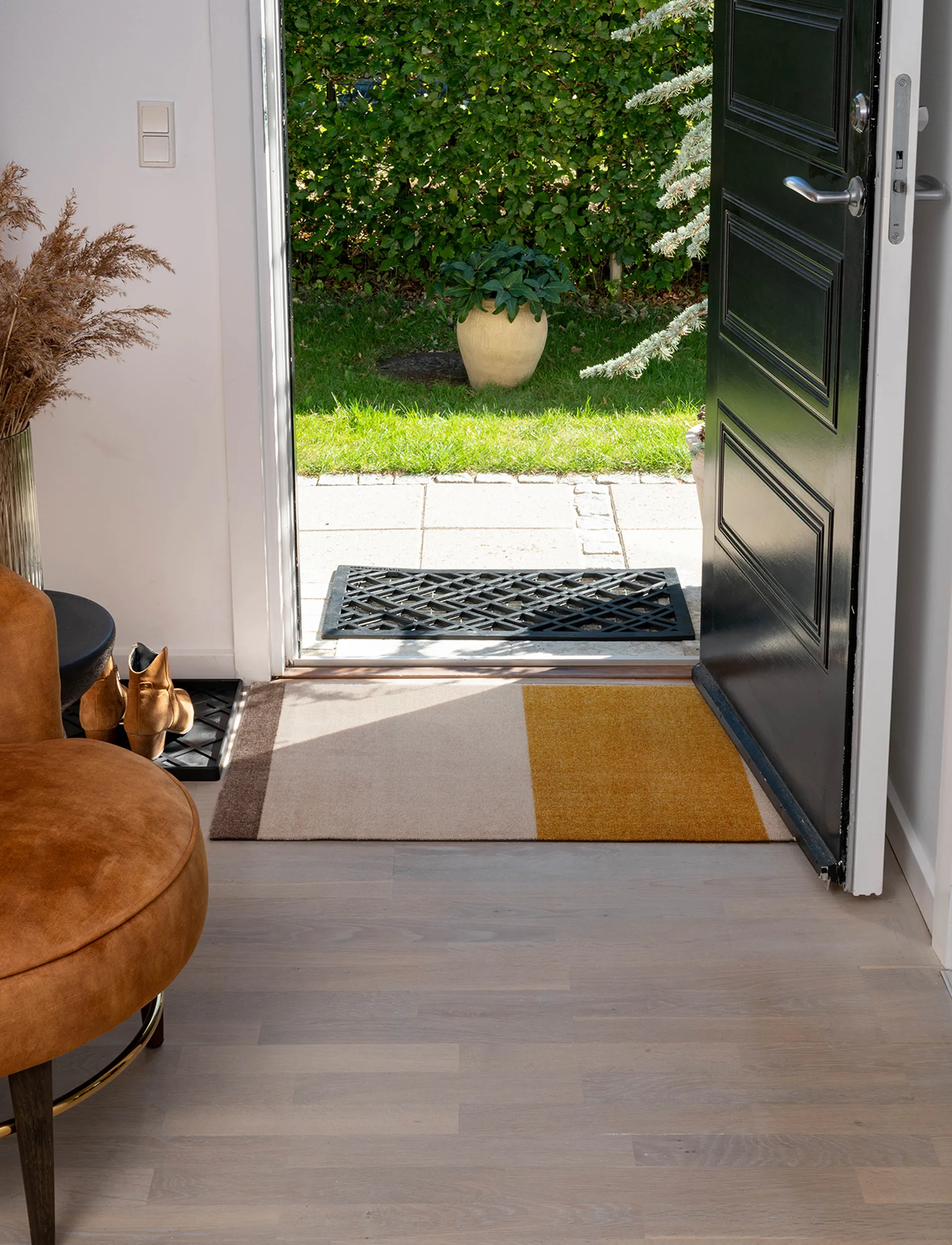 Felpudo Stripes horizontal, Ivory-dijon-brown, 60x90 cm tica copenhagen