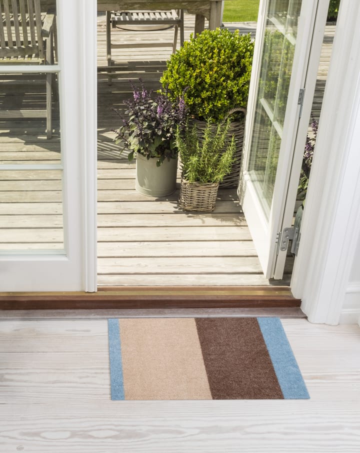 Felpudo Stripes horizontal, Ivory-sand-blue, 40x60 cm tica copenhagen