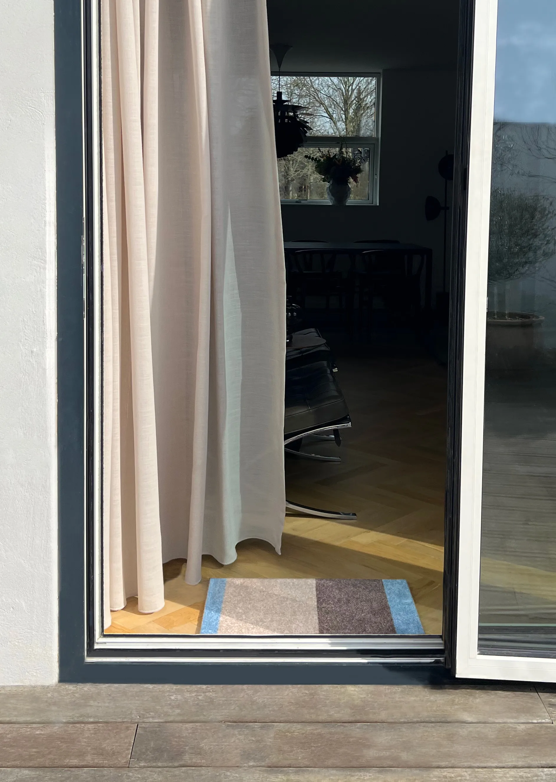 Felpudo Stripes horizontal, Ivory-sand-blue, 40x60 cm tica copenhagen