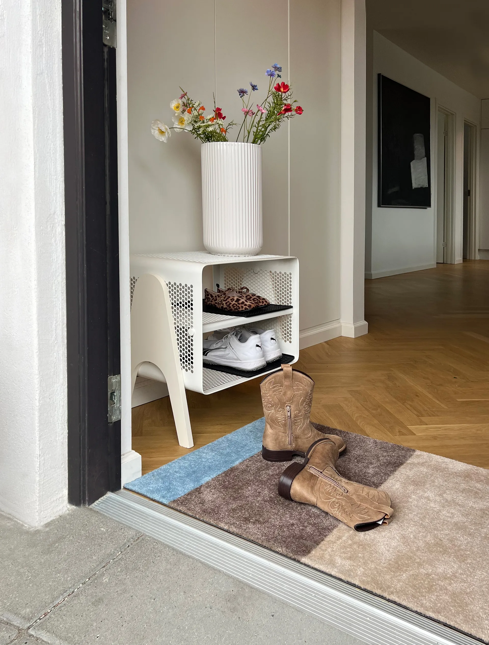 Felpudo Stripes horizontal, Ivory-sand-blue, 60x90 cm tica copenhagen