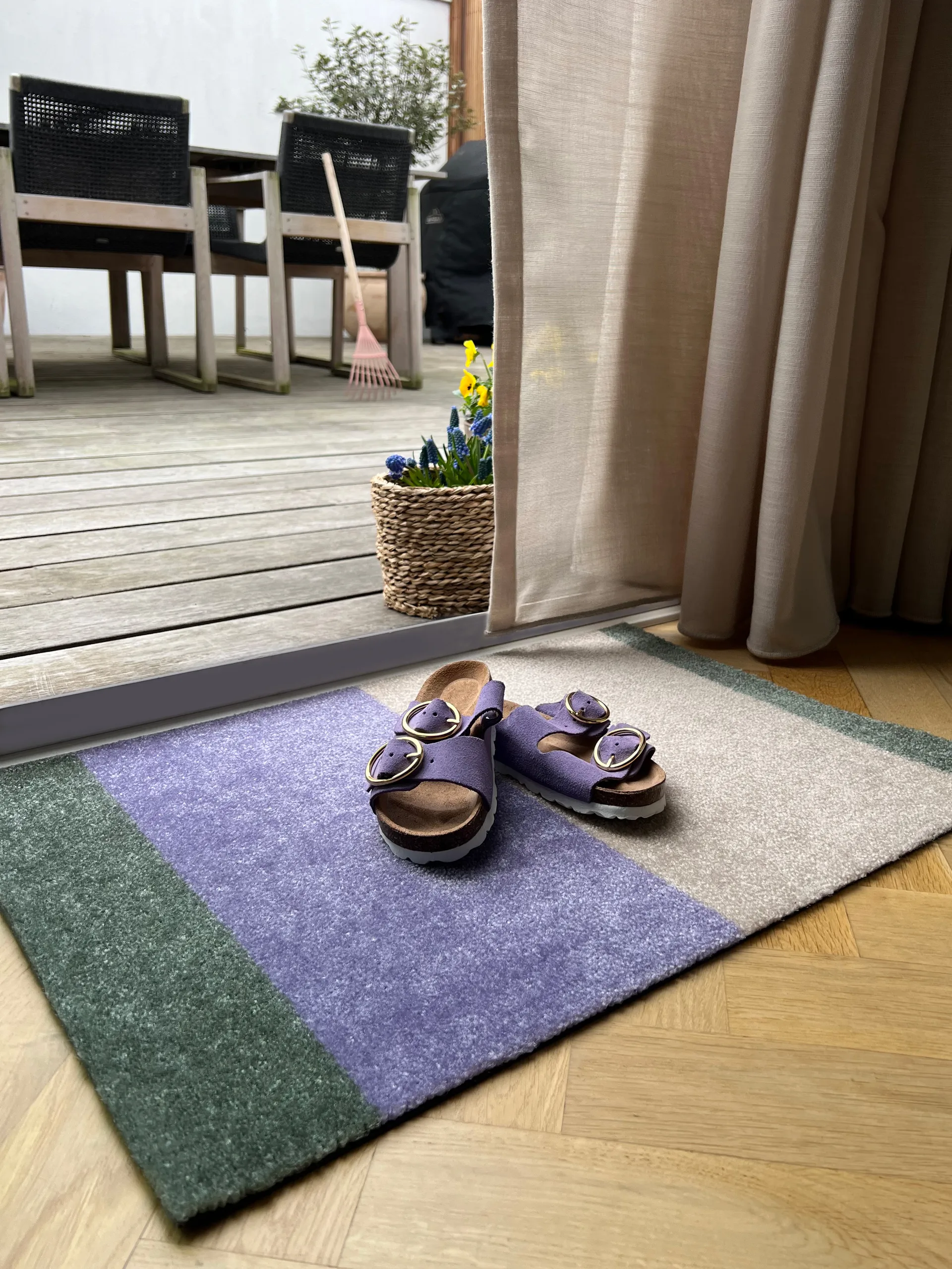 Felpudo Stripes horizontal, Lilac-ivory-green, 40x60 cm tica copenhagen