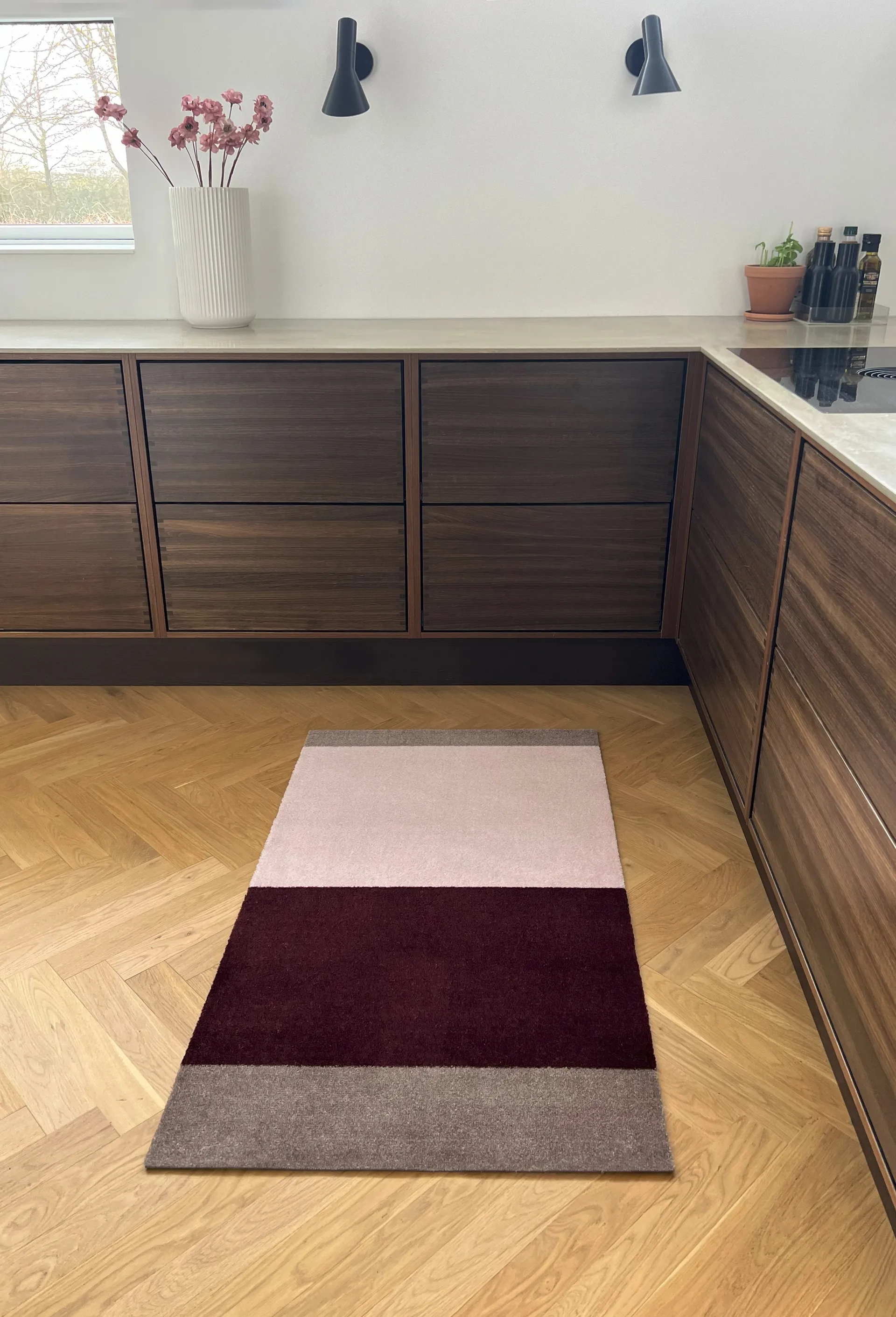 Stripes Alfombra horizontal, Bordeaux-rose-sand, 67x120 cm tica copenhagen