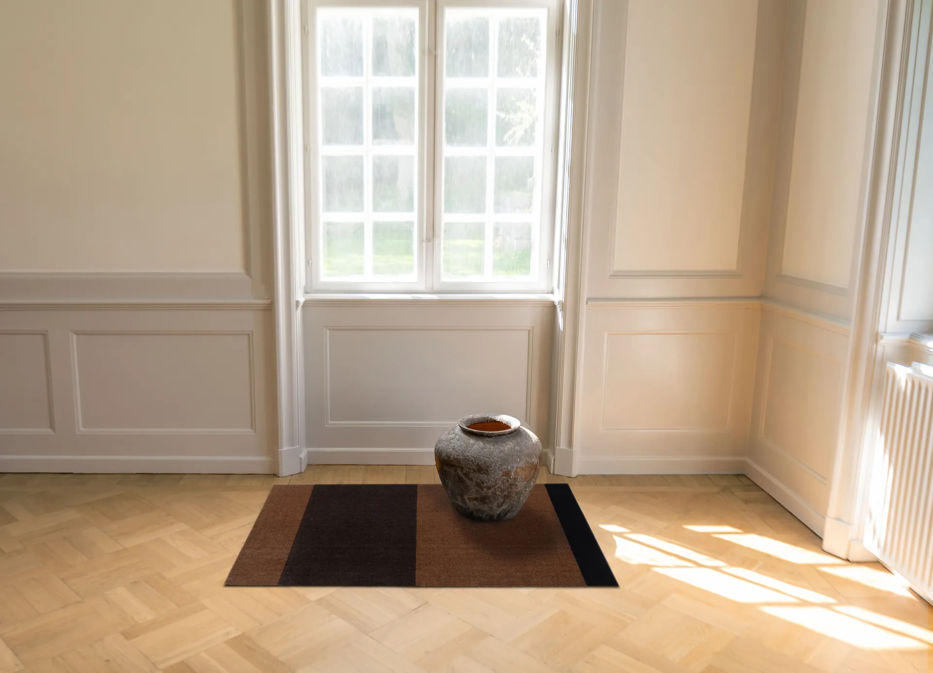 Stripes Alfombra horizontal, Cognac-dark brown-black, 90x130 cm tica copenhagen