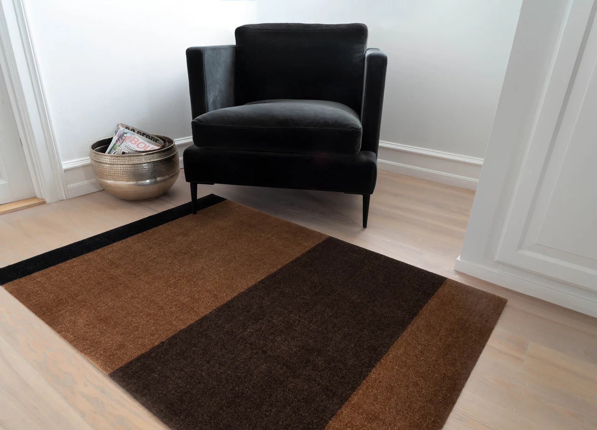 Stripes Alfombra horizontal, Cognac-dark brown-black, 90x130 cm tica copenhagen