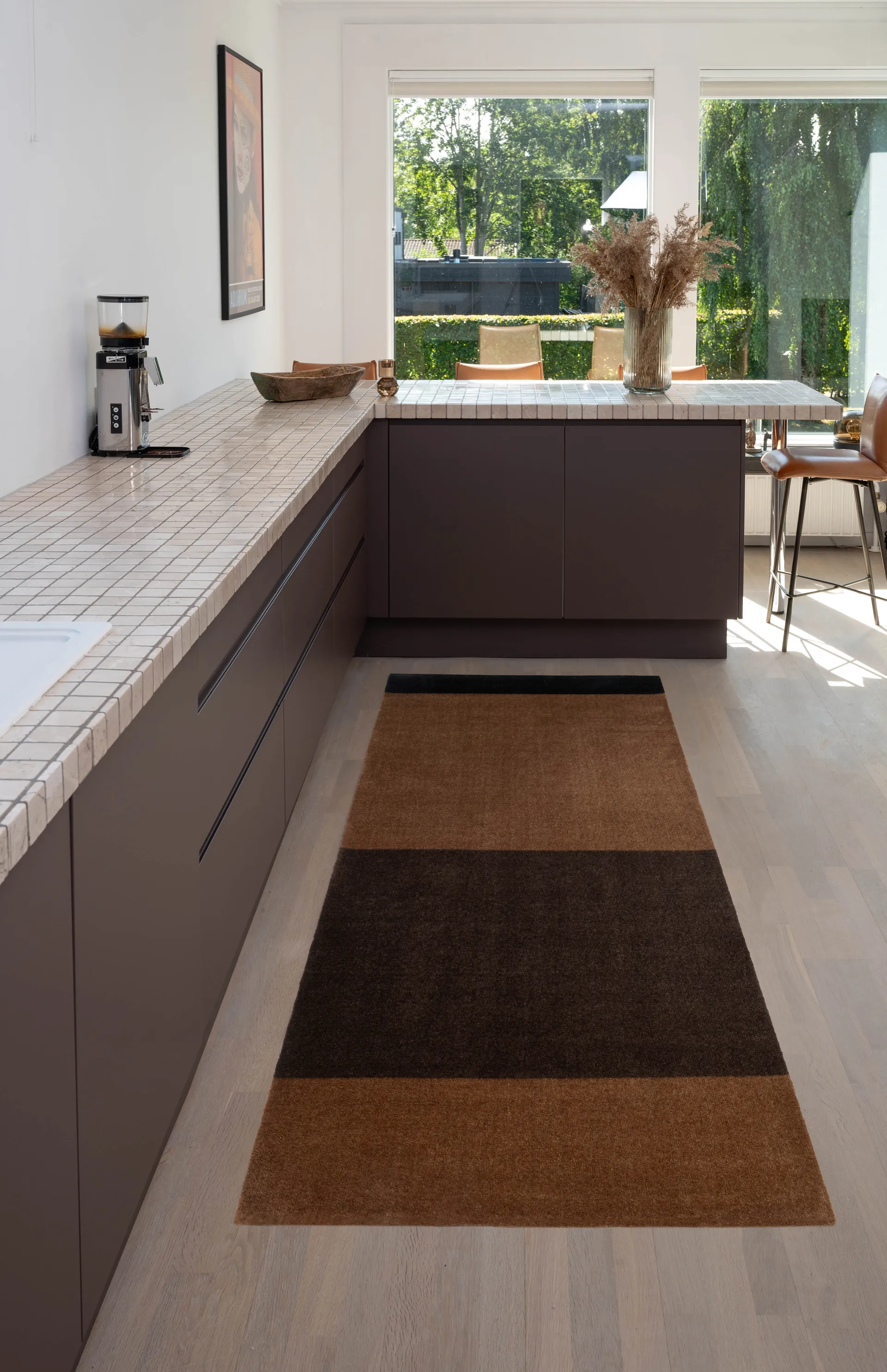 Stripes Alfombra horizontal, Cognac-dark brown-black, 90x200 cm tica copenhagen