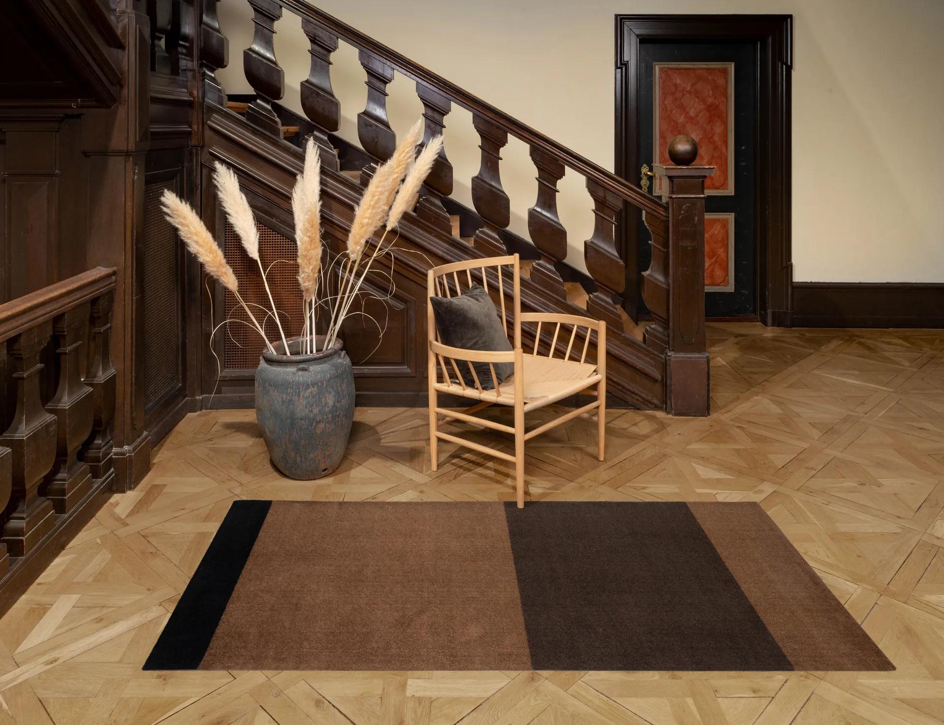 Stripes Alfombra horizontal, Cognac-dark brown-black, 90x200 cm tica copenhagen