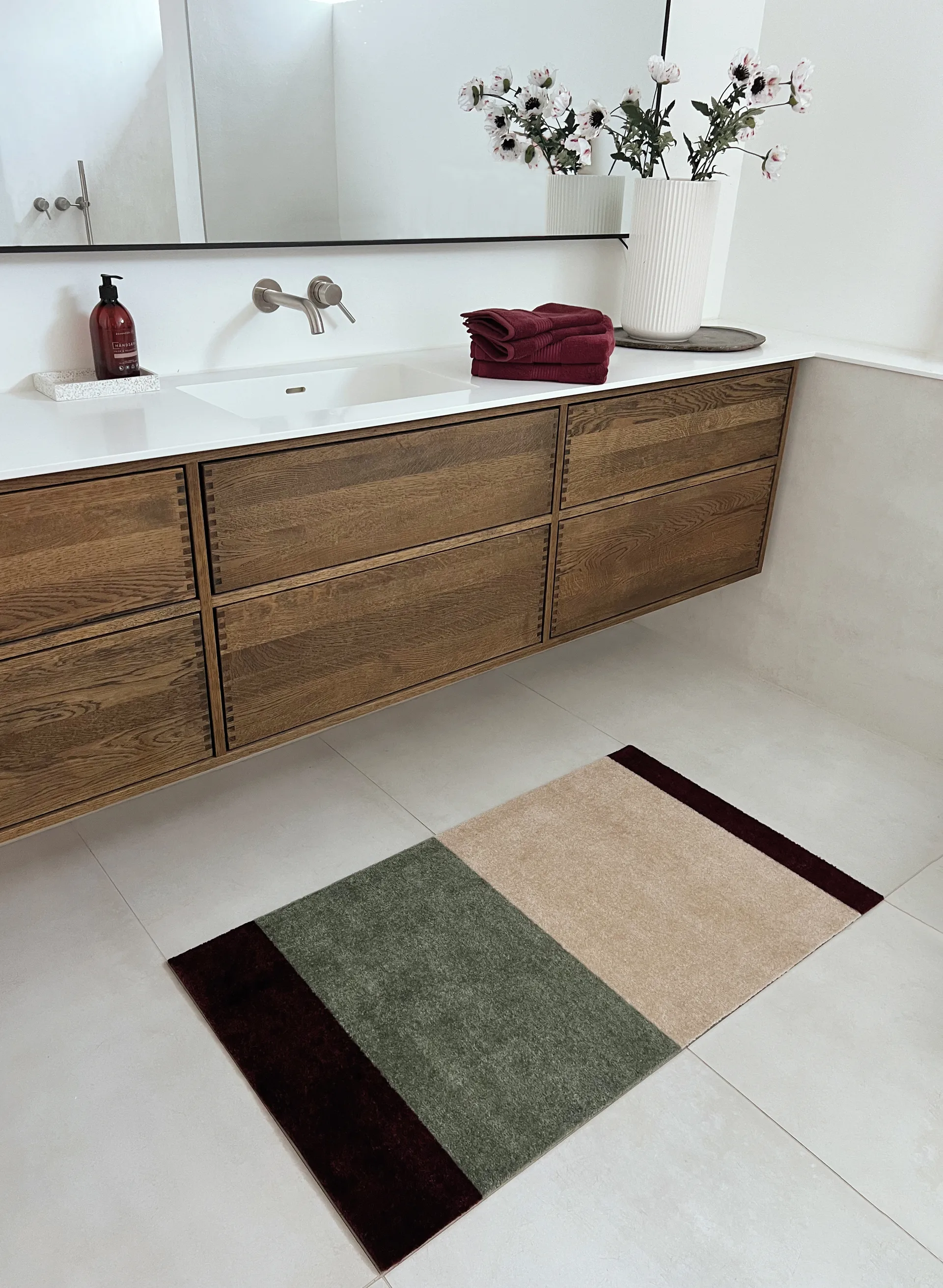 Stripes Alfombra horizontal, Green-ivory-bordeaux, 67x120 cm tica copenhagen