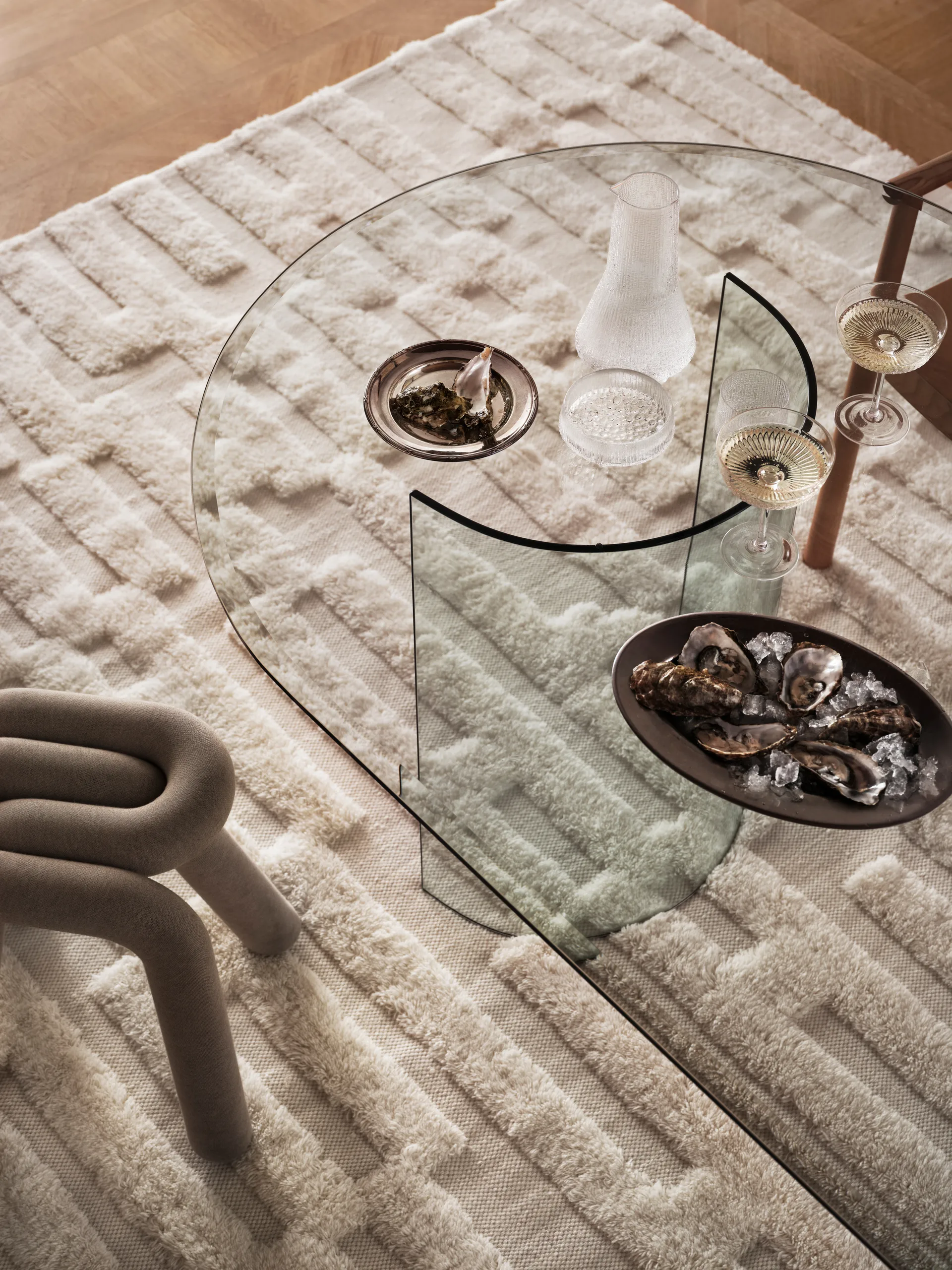 Alfombra de lana Bielke 160x230 cm, Offwhite Tinted