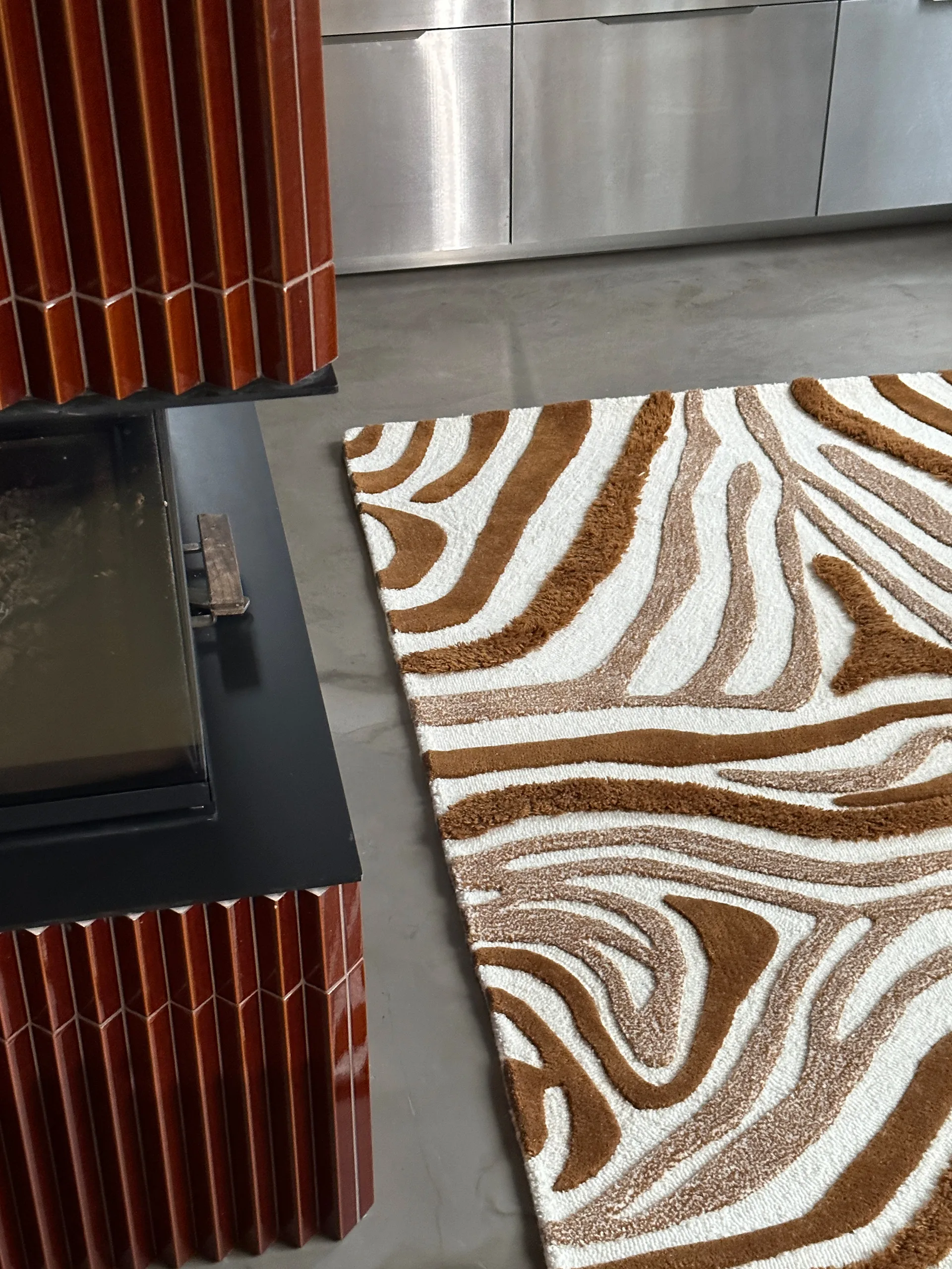 Alfombra de lana Jepson 130x180 cm, Brown-off white Tinted