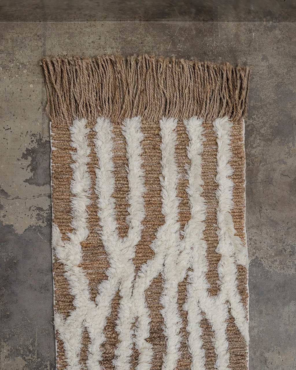 Alfombra de recibidor de jute Wahl 80x350 cm, Brown-offwhite Tinted