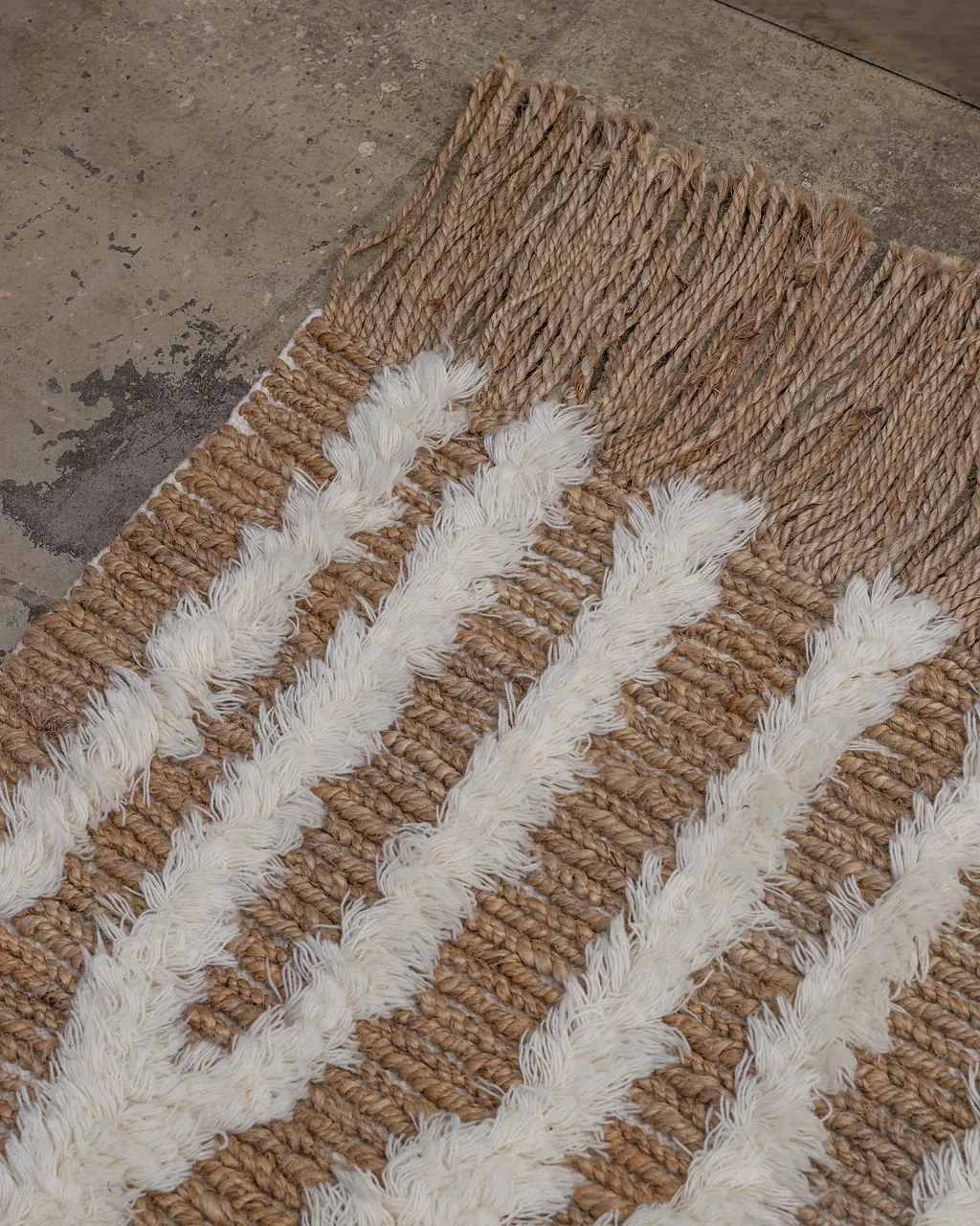 Alfombra de recibidor de jute Wahl 80x350 cm, Brown-offwhite Tinted