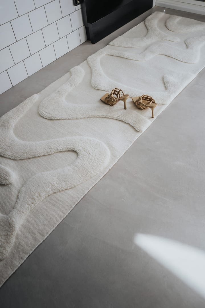 Alfombra de recibidor de lana Norlander 80x350 cm, White Tinted