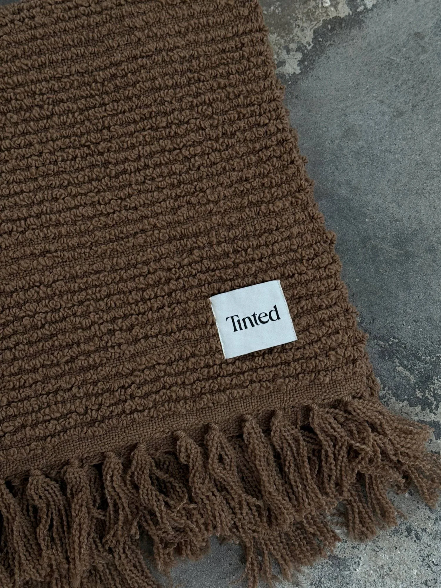 Manta de bouclé Janzen, Solid natural brown, 130x170 cm Tinted